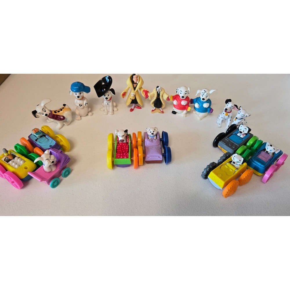 Disney 101 Dalmatians Toy Lot Cruella de Vil Dalmatian figure pull back Vehicles